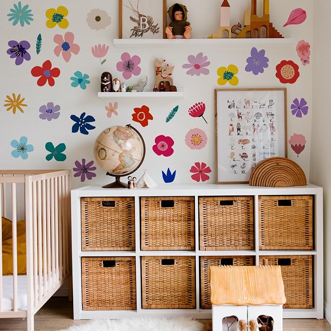 Flowers Wall Decals - Peel and Stick Cute Floral Flowers Wall Stickers,Removable Bright Colors Floral Wall Decor for Kids Bedroom, Living Room, Nursery Decor Wall Corner Decoration - Image 6