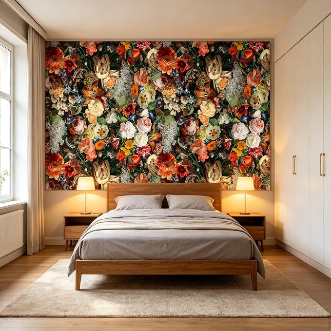 Rose Floral Large wall murals Peel and Stick self Adhesive Flowers Wallpaper for Bedroom Living Room - 58"x80" - Image 2