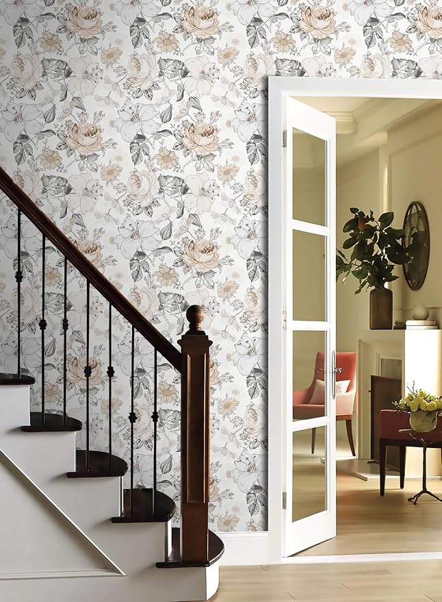 Hopepak 15.5'' x 394'' Floral Peel and Stick Wallpaper for Bedroom Modern Self Adhesive Removable Contact Paper Waterproof Vinyl Roll for Bathroom Living Room Nursery Wall Decorative - Image 6