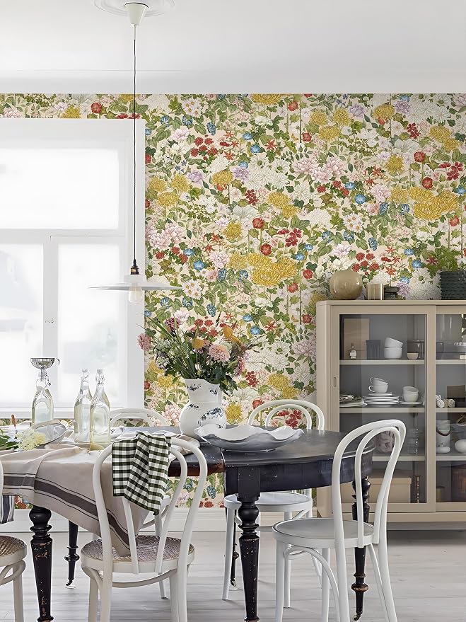Peel and Stick Wallpaper Floral Contact Paper for Cabinets/Kitchen/Bathroom | Textured Vinyl Stick on Wall paper, Removable, Waterproof, Self-adhesive, Boho, for bedroom/rv/laundry room 17.3" x 118" - Image 4