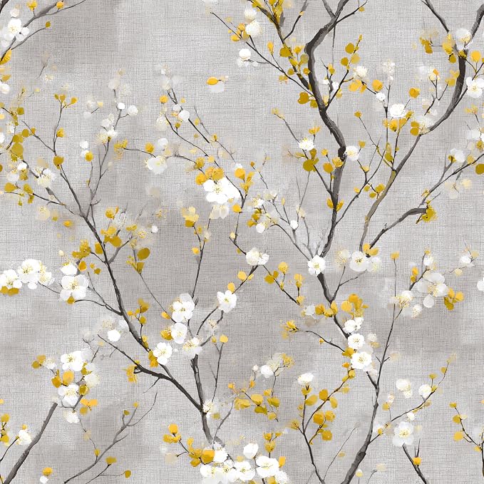White Floral Branches Removable Self-Adhesive Wallpaper for Bedroom & Living Room Decor 17.7×118 Inch,Waterproof Wall Covering for Accent Walls, Apartment, Nursery by Unknown