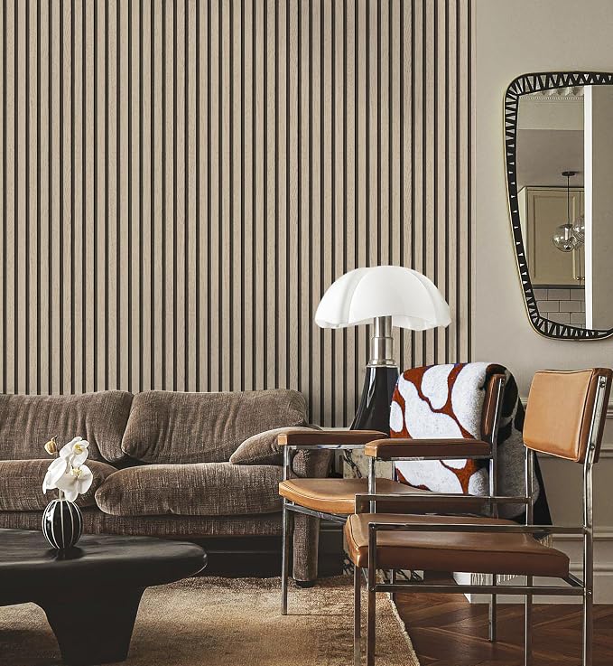 myforHD Wallpaper Peel and Stick Wood Grating Stripe Self-Adhesive Wallpaper Faux Wood Contact Paper Wood Slats Self Adhesive Wall Paper PVC Vinyl Film Removable Waterproof 17.3" x 393" - Image 7