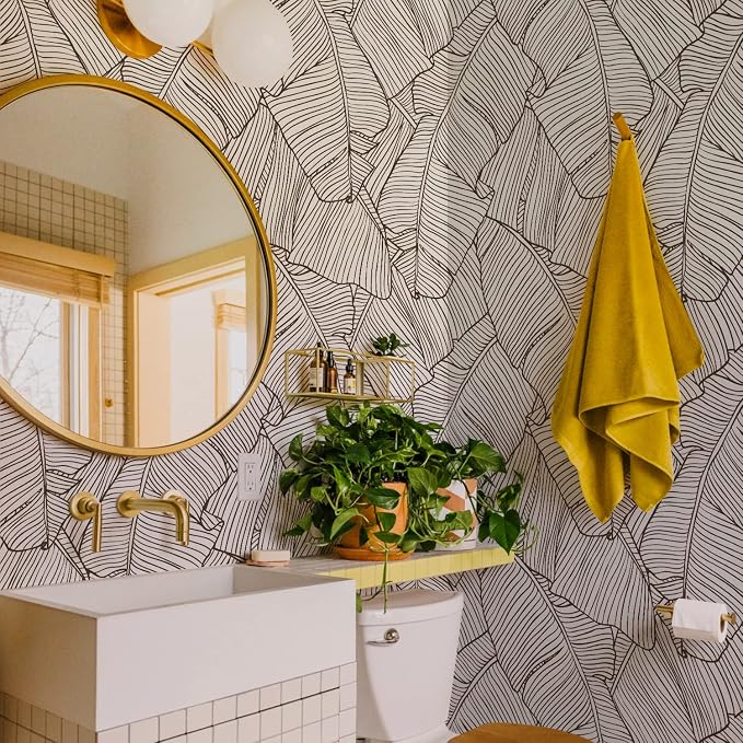 Banana Leaves Peel and Stick Wall Mural for Bedroom | 92"x125", Large Urban Funky Wallpaper, Removable Leather Textured & Water-Resistant, Hallway Old Wall Makeover - Image 8