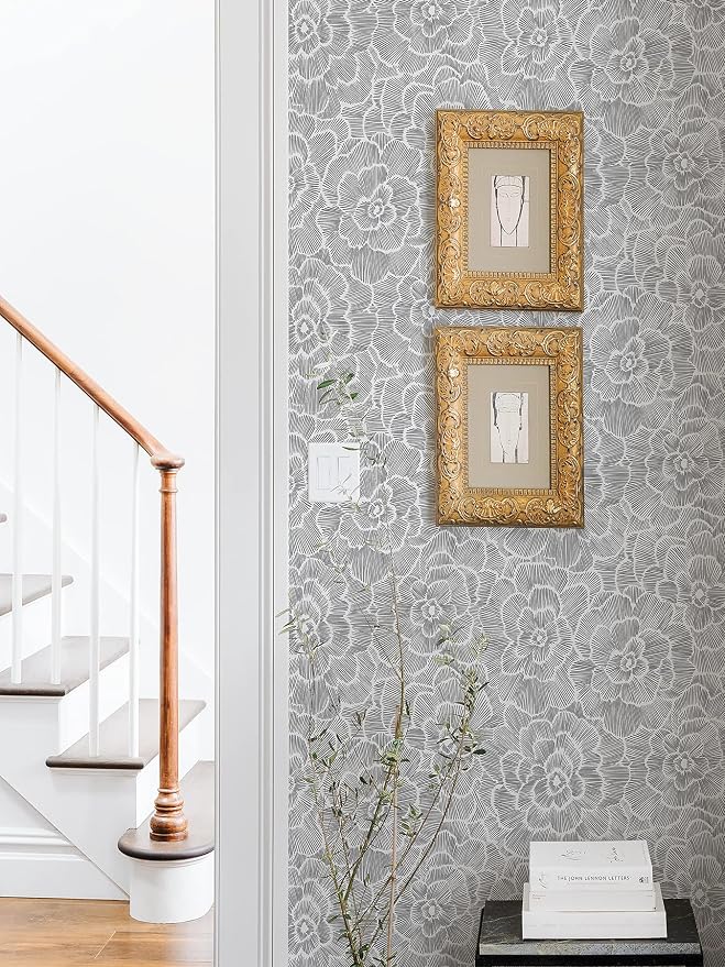NuWallpaper Charcoal Saraya Peel and Stick Wallpaper, Grey, Removable Wallpaper, Renter-Friendly, 20.5 in x 18 ft - Image 2