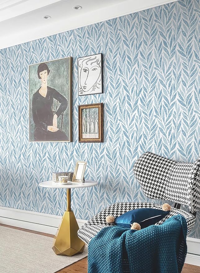 Safiyya Peel and Stick Wallpaper Boho Contact Paper Peel and Stick Modern Bathroom Wall Paper for Bedroom Blue and White Wallpaper Self Adhesive Removable Vinyl Roll 118"x17.3" - Image 7
