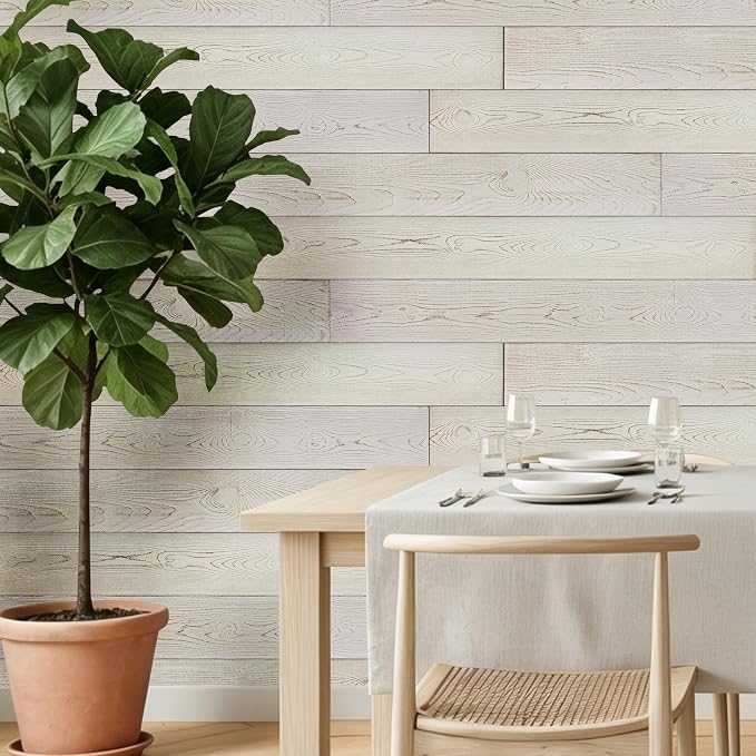 Real Wood Wall Planks-5" White Shiplap Panel Peel and Stick 10Pack 12.5SqFt | 5in wide solid wood shiplap planks-easy DIY wall shiplap panels Perfect for accent wall,backsplash,bedroom, living room - Image 3