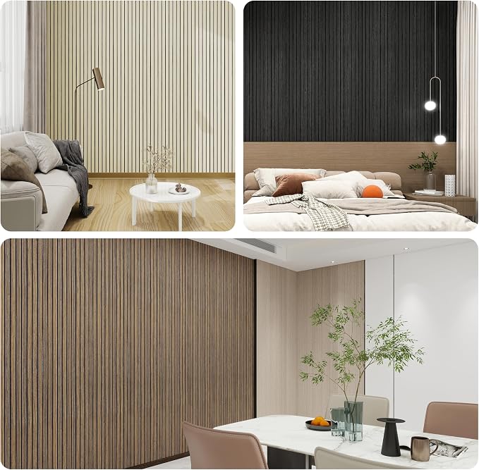 3D Wall Panels Peel and Stick Acoustic Wall Panels Wood Panels for Wall | 8-Pack 43.3*11.8” 3D Wood Slat Sound Absorbing Panels for Home Theater, Office & Bedroom Easy DIY Installation, Dark Walnut - Image 6