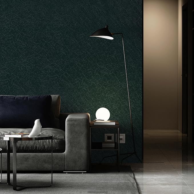 Safiyya 393"x 17.3" Peel and Stick Wallpaper Blackish Green Silk Wallpaper Textured Green Contact Paper Removable Modern Solid Color Contact Paper for Walls Vinyl Rolls - Image 7