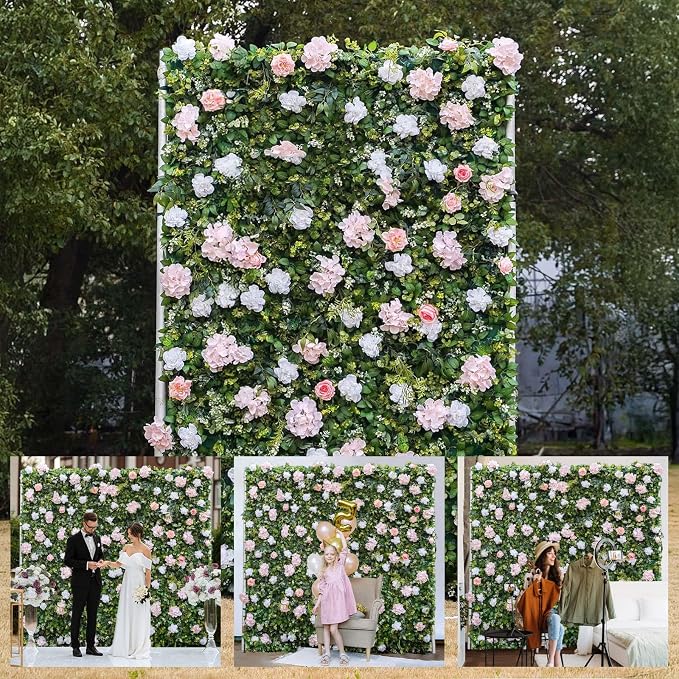 Artificial Luxury‌ Flower Wall Panels, Gorgeous 3D Silk Floral Backdrop for Wedding, Baby Show, Party and Home Decor, Quick Assembly/Storage, Both Eco ＆ Pet Friendly by COCOFLOWERWALL