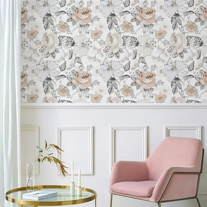 Hopepak 15.5'' x 394'' Floral Peel and Stick Wallpaper for Bedroom Modern Self Adhesive Removable Contact Paper Waterproof Vinyl Roll for Bathroom Living Room Nursery Wall Decorative - Image 8