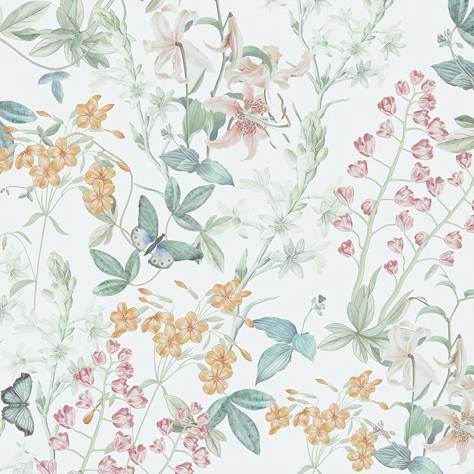 Dimoon 78.7"x17.3" Floral Wallpaper Peel and Stick Wallpaper Blue reen Boho Contact Paper Botanical Wildflower Morden Cottage Renter riendly Bathroom Boho Flower Kitchen Self dhesive Vinyl Roll by DIYYOURMOON