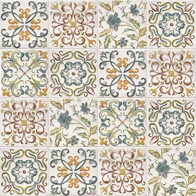 Wudnaye Faux Tile Peel and Stick Wallpaper for Kitchen Backsplash 17"×118" | Moroccan Tile Pattern Contact Paper Peel and Stick Boho Removable Self Adhesive Waterproof Vinyl Wallpaper for Bathroom by Wudnaye