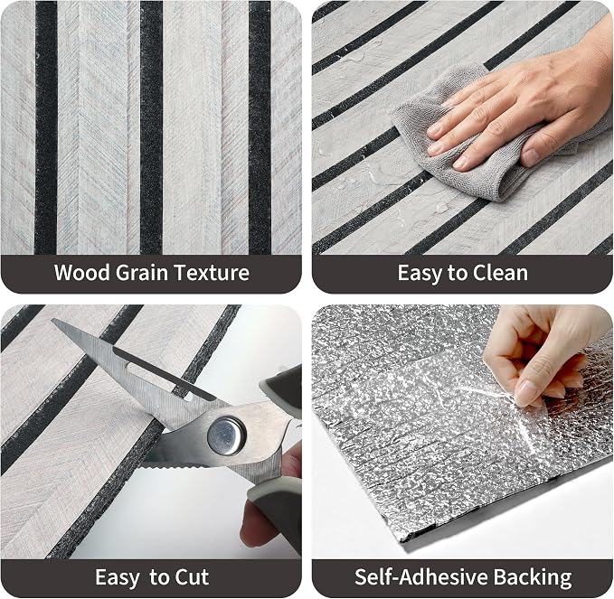 3D Wall Panels, Wood Grain Wall Stickers, 19.7" x 118.1" | Self-adhesive wood grain wall stickers with 3D texture for accent walls, cabinets, tile, glass, and smooth boards - Image 4