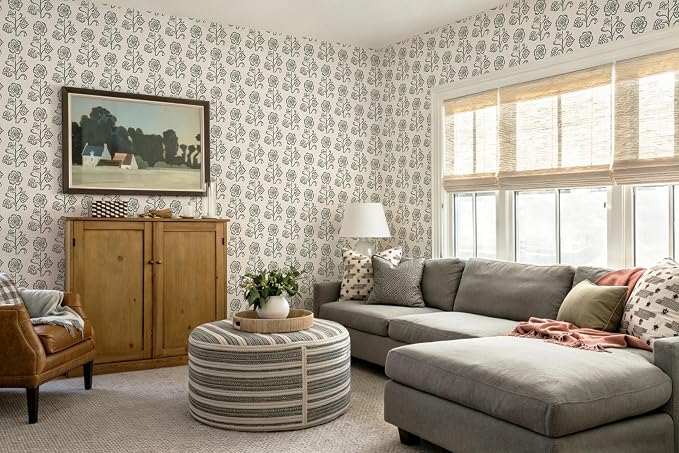 Dimoon Vintage Peel and Stick Wallpaper Beige Taupe Floral Contact Paper 17.3''x362'' Retro Cottage Wallpaper Boho Removable Renter Friendly Embossed Wall Paper for Bathroom Bedroom Decor Vinyl - Image 7
