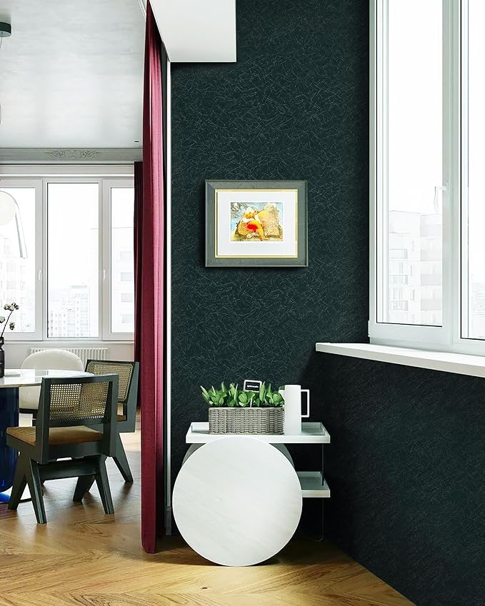 Safiyya 393"x 17.3" Peel and Stick Wallpaper Blackish Green Silk Wallpaper Textured Green Contact Paper Removable Modern Solid Color Contact Paper for Walls Vinyl Rolls - Image 5