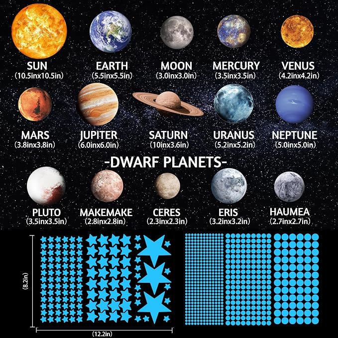 Solar System Wall Decals Glow in The Dark Stars 780 PCS, Glowing Planets Stickers for Ceiling, Nursery Wall Stickers for Bedroom, Kids Room Decorations (Blue) - Image 3
