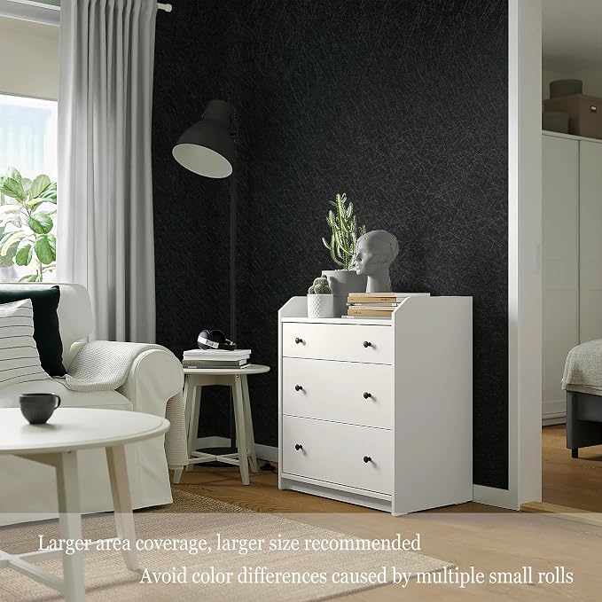 Safiyya 17.3 inch X 393 inch Peel and Stick Wallpaper Black Silk Textured Wallpaper Modern Solid Color Wall Paper Removable Contact Paper for Walls Vinyl Rolls - Image 5