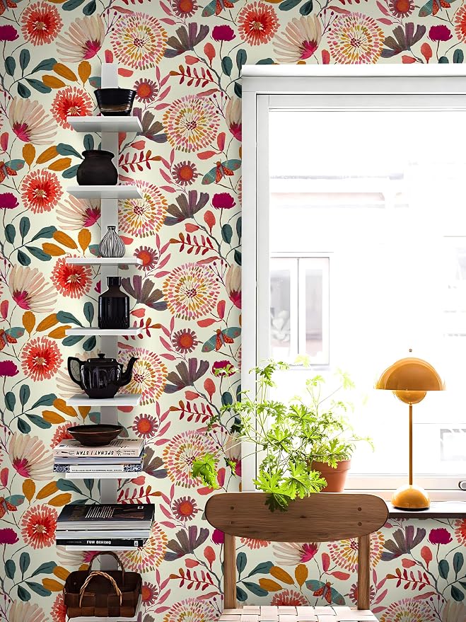 Peel and Stick Wallpaper Floral Contact Paper for Cabinets/Kitchen/Bathroom | Textured Vinyl Stick on Wall paper, Removable, Waterproof, Self-adhesive, Boho, for bedroom/rv/laundry room 17.3" x 393.7" - Image 4
