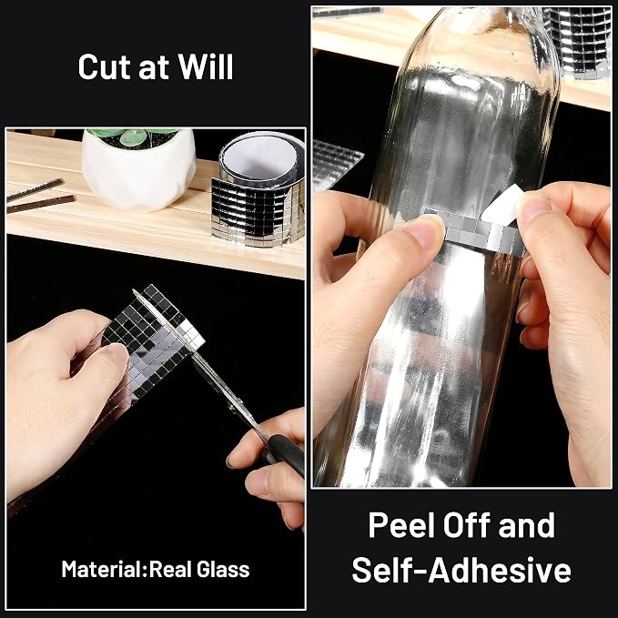PP OPOUNT 2360 PCS Disco Tiles, 5 x 5 mm Self Adhesive Mirror Tiles - Image 3