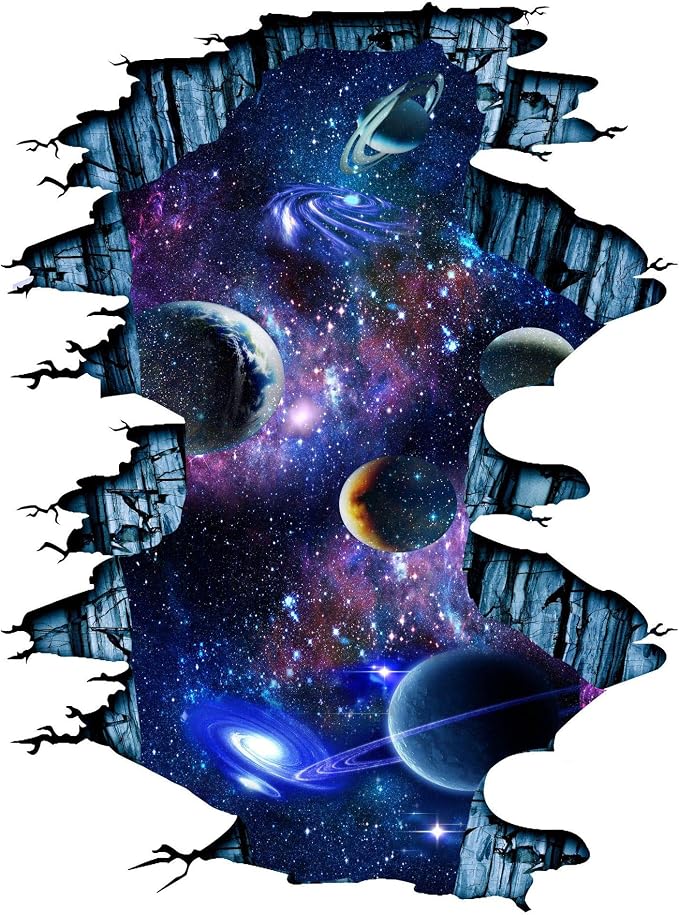 Quanhaigou Galaxy Wall Sticker,Space Wall Decal,Planet Wallpaper Decoration Decor by Quanhaigou