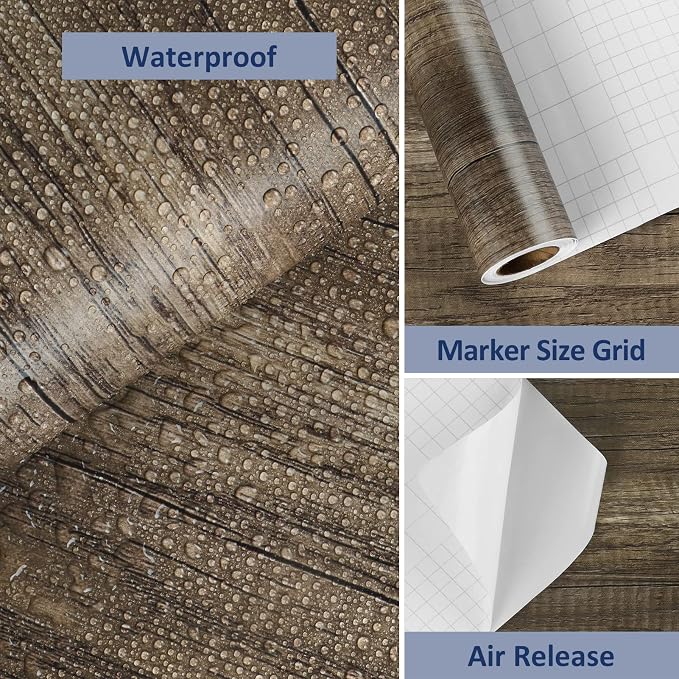 WESTICK Brown Wood Contact Paper Peel and Stick Countertops Waterproof Wood Wallpaper Self Adhesive Wooden Contact Paper Rustic Wooden Grain Vinyl Wrap for Tables Desk Kitchen Cabinets 78" x 15.8" - Image 8