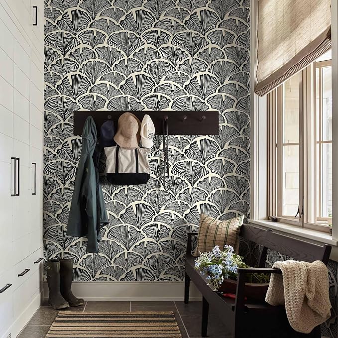 Vintage Peel and Stick Wallpaper Beige Black Wallpaper Farmhouse Cottage Leaf Contact Paper Renter Friendly Removable Wall Paper Botanical for Cabinets Bathroom Kitchen Laundry Vinyl 394" x 17.3" - Image 3