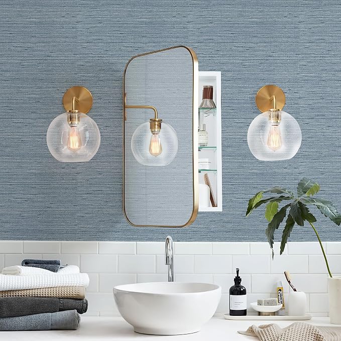 Simon&Siff Grey Blue Textured Grasscloth Peel and Stick Wallpaper 17.7"x394" Faux Grassweave Wallpaper Waterproof Self Adhesive Removable Wallpaper Mural for Home Decor Bedroom Kitchen Cabinet - Image 4