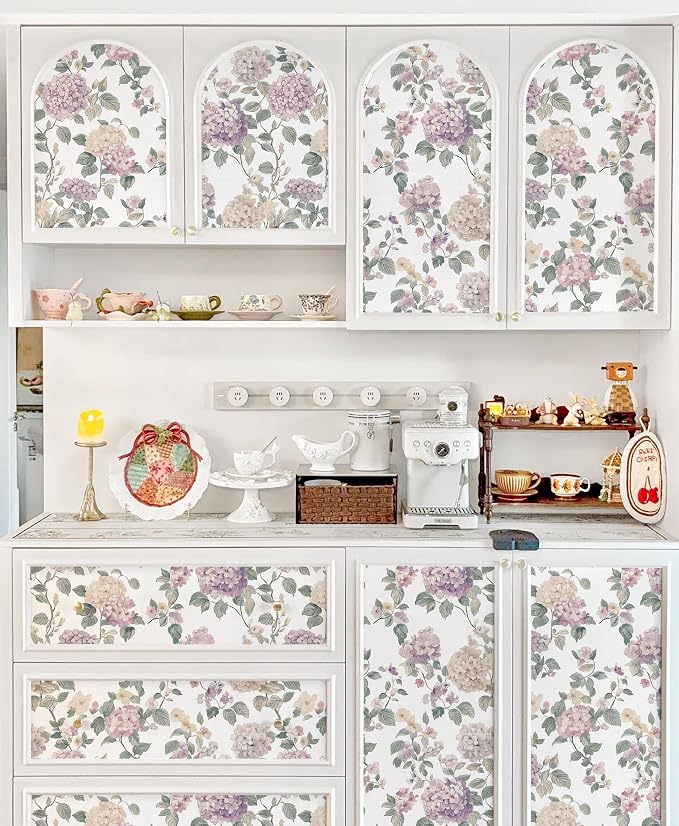 CiCiwind Floral Peel and Stick Wallpaper, Vintage Boho Floral Contact Paper Botanical Nature Farmhouse Removable Self Adhesive Wallpaper for Cabinets Bathroom Covering Wall Decorative 17.3" x 78" - Image 6