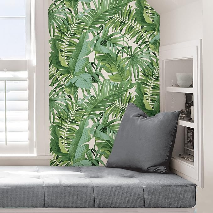 NuWallpaper Maui Peel and Stick Wallpaper, Green Tropical Leaf Removable Contact Paper for Walls, Self Adhesive Wall Covering for Bedroom Living Room Accent Wall - Image 6