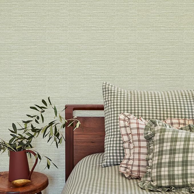 Simon&Siff Textured Grasscloth Peel and Stick Wallpaper 17.7"x118" Neutral Faux Grassweave Wallpaper Waterproof Self Adhesive Removable Wallpaper Mural for Home Decor Bedroom Kitchen Cabinet - Image 3