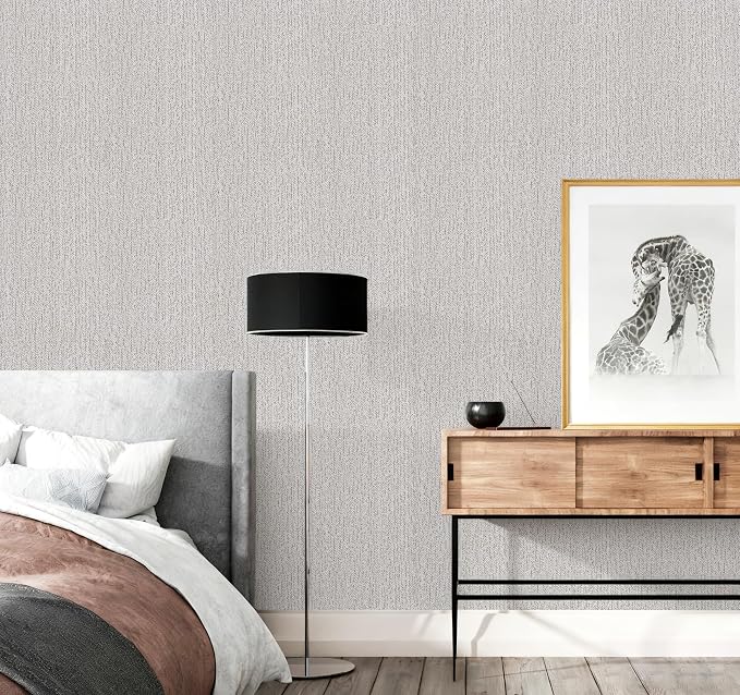 Grey Grasscloth Peel and Stick Wallpaper for Cabinets 16in x 393in | Faux Linen Vintage Wallpaper Textured Removable Wall Paper Grass Cloth Cabinets Bedroom for Cabinet Self Adhesive Vinyl - Image 4