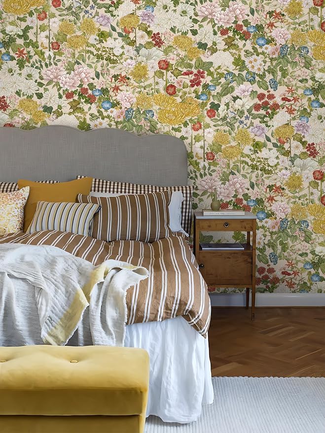 Peel and Stick Wallpaper Floral Contact Paper for Cabinets/Kitchen/Bathroom | Textured Vinyl Stick on Wall paper, Removable, Waterproof, Self-adhesive, Boho, for bedroom/rv/laundry room 17.3" x 118" - Image 6