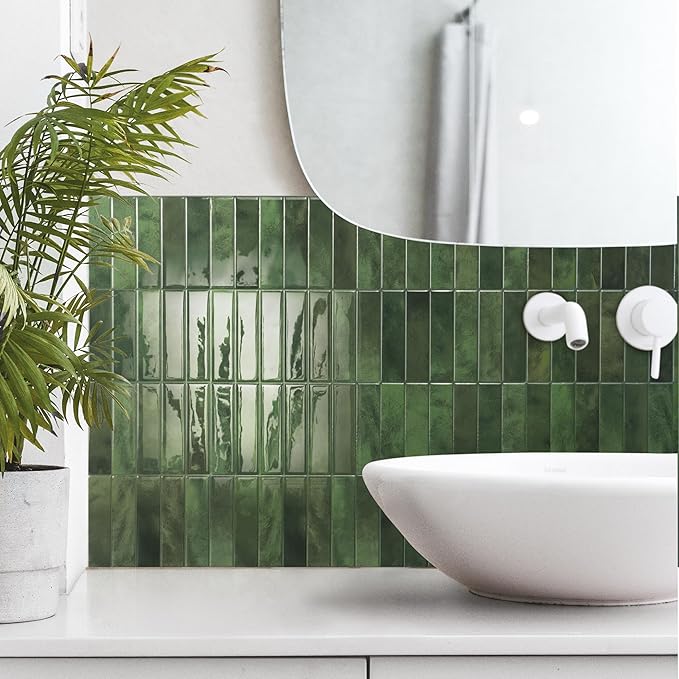 Smart Tiles Peel and Stick backsplash, Stacked Forest Green, 11.43"x9" | Pack of 5 (3.5 sq ft), Glossy, Heat/Moisture Resistant, Low VOC, Kitchen/Bathroom, Renter Friendly, Made in Canada - Image 7