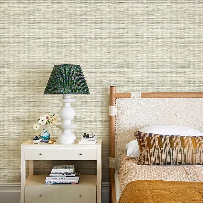 JiffDiff Grasscloth Wallpaper Peel and Stick,17.3"x472" Cream Grassweave Stick on Wallpaper Textured Self Adhesive Wallpaper Contact Paper - Image 2