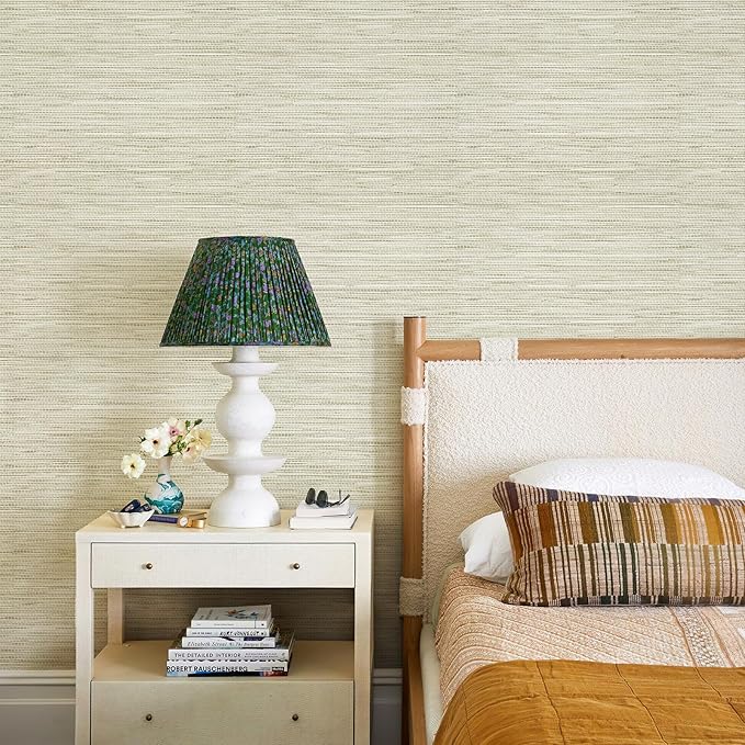 JiffDiff Grasscloth Wallpaper Peel and Stick Cream Grassweave Stick on Wallpaper Textured Self Adhesive Contact Paper 1181" x 17.3" - Image 5