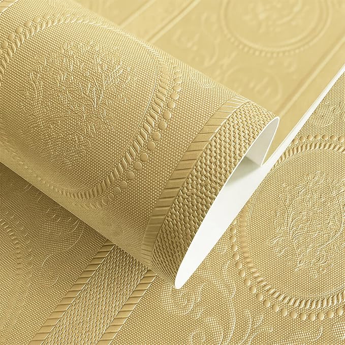 JiffDiff Khaki 3D Embossed Textured Peel Stick Wallpaper 17.3"x800" | Removable Renter Friendly Contact Paper, Waterproof Self Adhesive Wallpaper for Bedroom, Bathroom, Decor by wallpaper