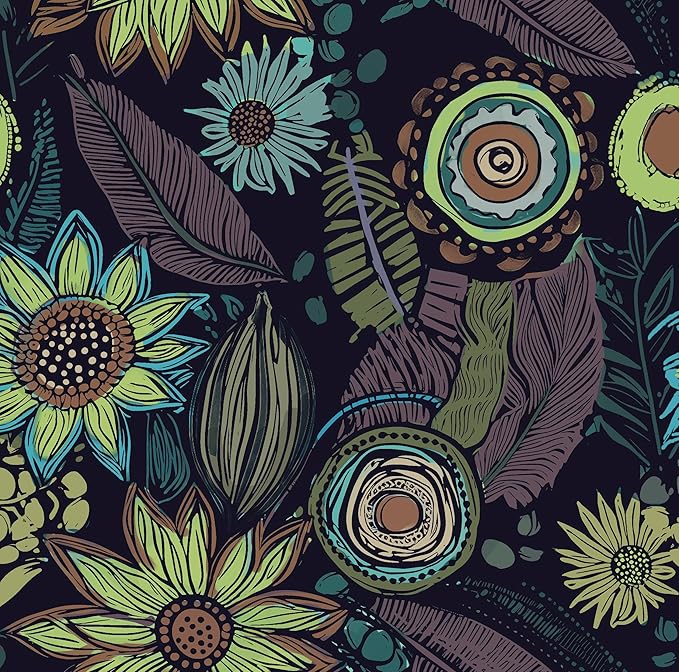 Laatse Boho Wallpaper Peel and Stick 17.5"x118", Purple Green Contact Paper | Self Adhesive/Removable/Waterproof/Thick Vinyl Wall Paper for Bathroom Bedroom Shelf Cabinet Drawer,Prepasted,Easy Peel by Laatse