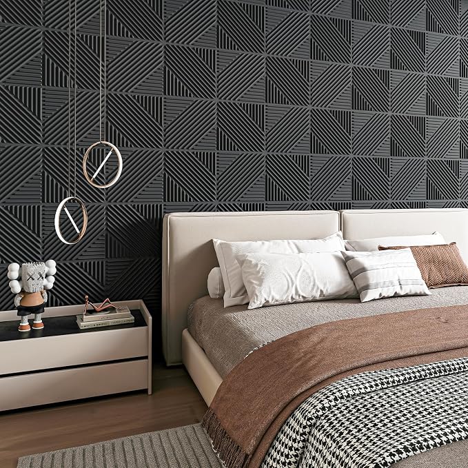 Art3d 3D Textured Accent Wall Panels, 12 x 12 Inch, 33-Pack, Black | Premium PVC, Waterproof, Anti-Sag, Scratch Resistant, Ideal for Living Room, Bedroom, TV Background - Image 8