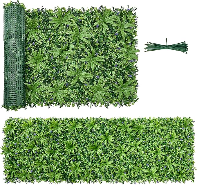 VEVOR Artificial Plant Wall, 40 x 120 in Artificial Boxwood Panels, Sun Protection Greenery Backdrop Privacy Hedge Fence, Fake Grass Screen for Wedding, Indoor, Outdoor Garden, Backyard,Mixed Leaf by VEVOR