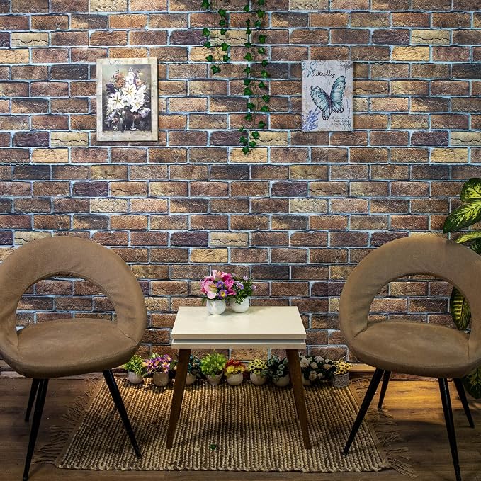 Dundee Deco 3D Wall Panels Faux Brick - Cladding, Brown Beige Stone Look Wall Paneling, Styrofoam Facing for Living Room, Kitchen, Bathroom, Balcony, Bedroom, Set of 10, Covers 54 sq ft - Image 4