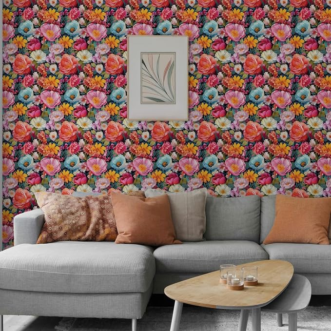 Main Street Peel and Stick Wallpaper Sheets, Vibrant Flowers, 12-Pack | 11 x 16 in sheet size; Covers up to 14.67 sq ft; Eco-friendly paper material; No paste or additional adhesive required - Image 5