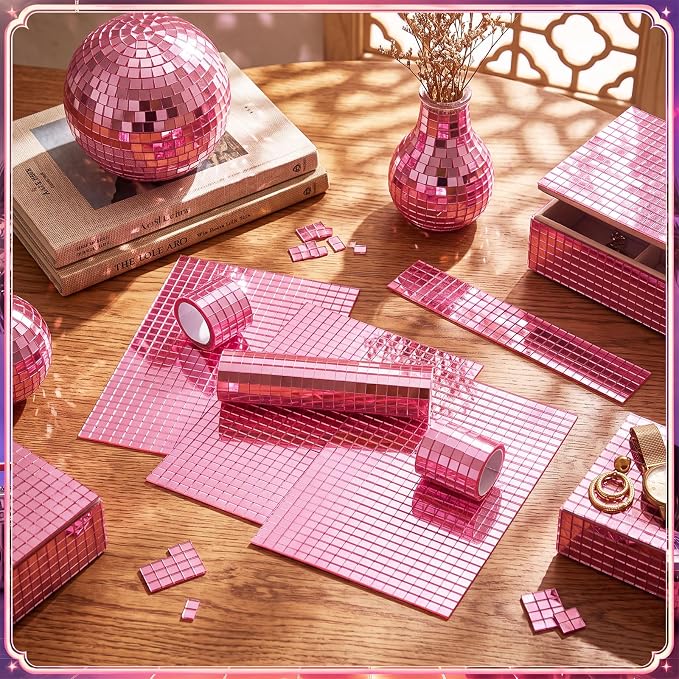 10800 Pieces Pink Disco Mirror Tile Self-Adhesive Mirrors Mosaic Tile - Image 6