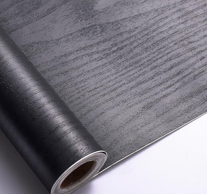 Arthome Peel and Stick Wallpaper - Black Wood Contact - Black Wallpaper - Self-Adhesive & Removable Wall Paper for Countertop Furniture Kitchen, Countertop Contact Paper, Easy to Clean, (11"x100") by ArthomeWALLDECOR