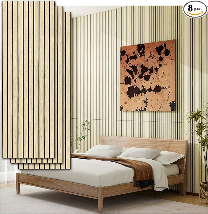 3D Wall Panels Peel and Stick Acoustic Wall Panels Wood Panels for Wall | 8-Pack 43.3*11.8” 3D Wood Slat Sound Absorbing Panels for Home Theater, Office & Bedroom Easy DIY Installation, Oak Finish by ARTSLATSLatisakindofart