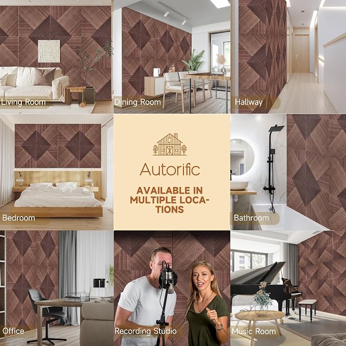 Acoustic Wall Panels,6 Pack,23.6"x23.6",Red Sandalwood | Peel and Stick Wall Panels,Decorative 3D UV Printing with Wood Print,High-Density 100% Polyester Fiber Sound Absorbing Panels - Image 7