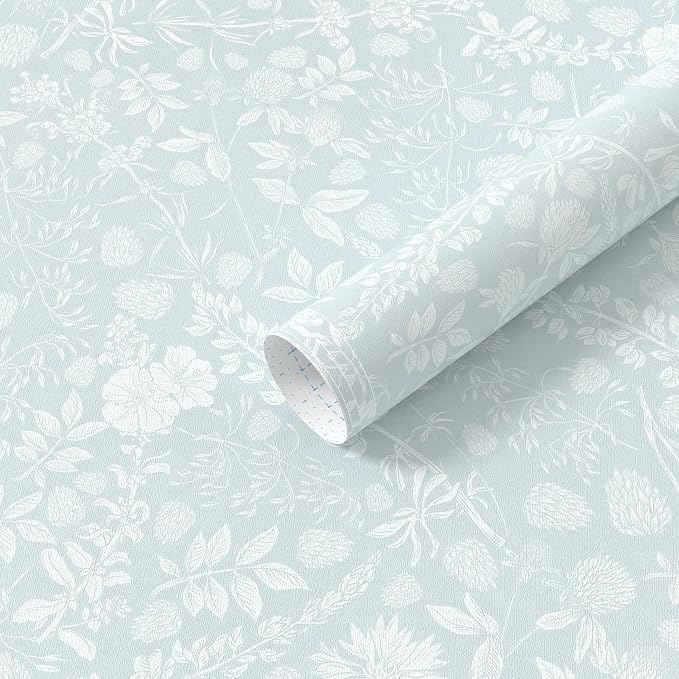 Guvana Blue and White Peel and Stick Wallpaper Floral Wallpaper Slef Adhesive Removable Waterproof Contact Paper Boho Wall Paper for Living Room Bedroom Bedroom Bathroom Kitchen 17.3“×197” by Guvana