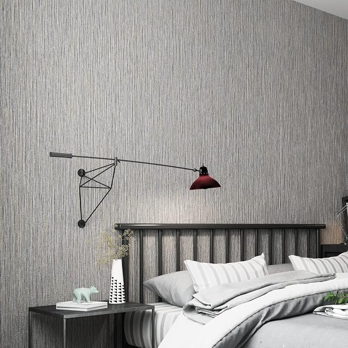 Haimin Grasscloth Wallpaper Textured 24in X 393in Fabric Contact Paper Brown Wall Paper Textured Linen Wallpaper Peel and Stick Self-Adhesive Thick Vinyl Embossed Film Wallpaper (Gray Brown) | Brown Wall Covering Linen Peel and Stick Self-Adhesive Thic... - Image 4
