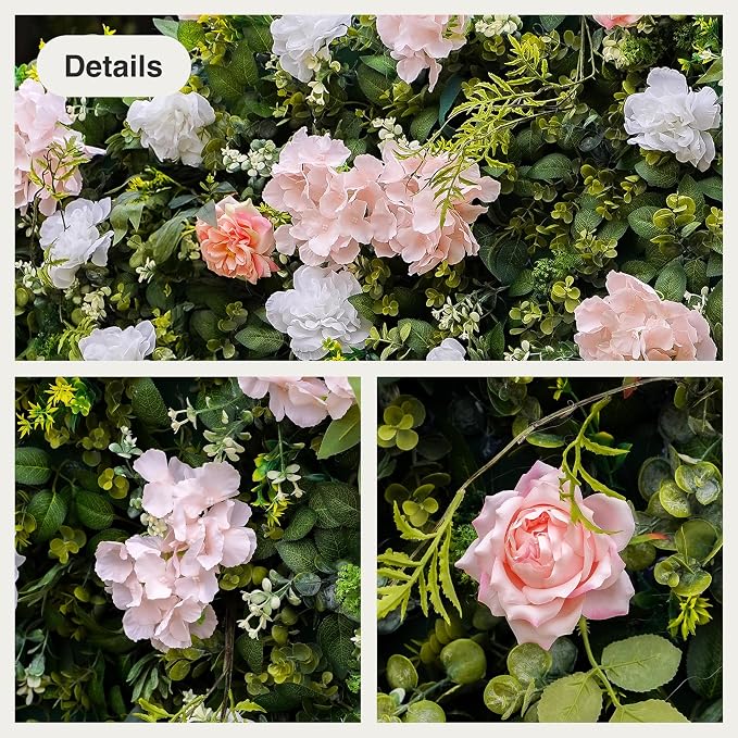 8ft*8ft Pink Artificial Flower Wall Panels,3D Silk Floral Backdrop | Quick Assembly and Storage, Both Eco ＆ Pet Friendly Perfect for Wedding, Baby Show, Party and Home Decor - Image 4