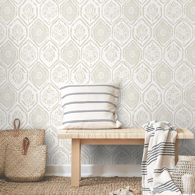HeloHo Peel and Stick Wallpaper Boho Contact Paper Beige Modern Wall Paper Removable Self Adhesive Geometric Wallpapers for Bedroom Bathroom Cabinet Vinyl Rolls 78.7 "x17.3 - Image 7