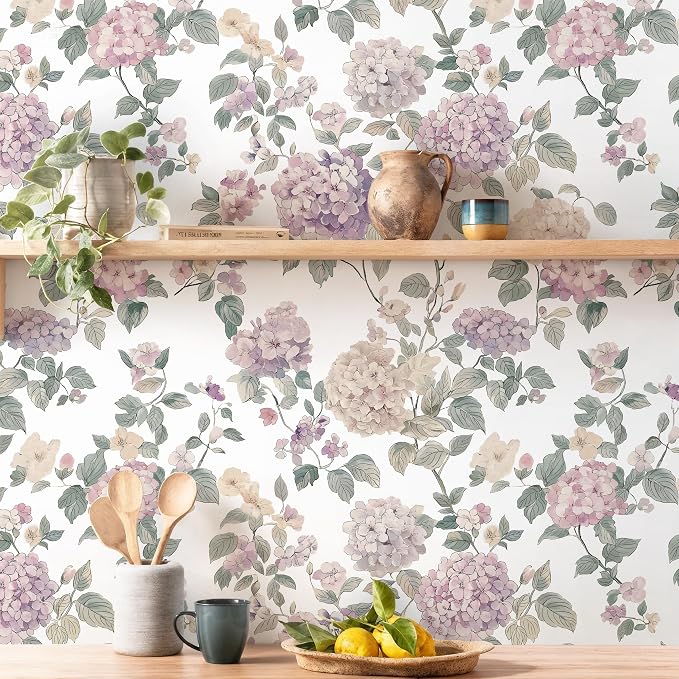 CiCiwind Floral Peel and Stick Wallpaper, Vintage Boho Floral Contact Paper Botanical Nature Farmhouse Removable Self Adhesive Wallpaper for Cabinets Bathroom Covering Wall Decorative 17.3" x 197" - Image 2
